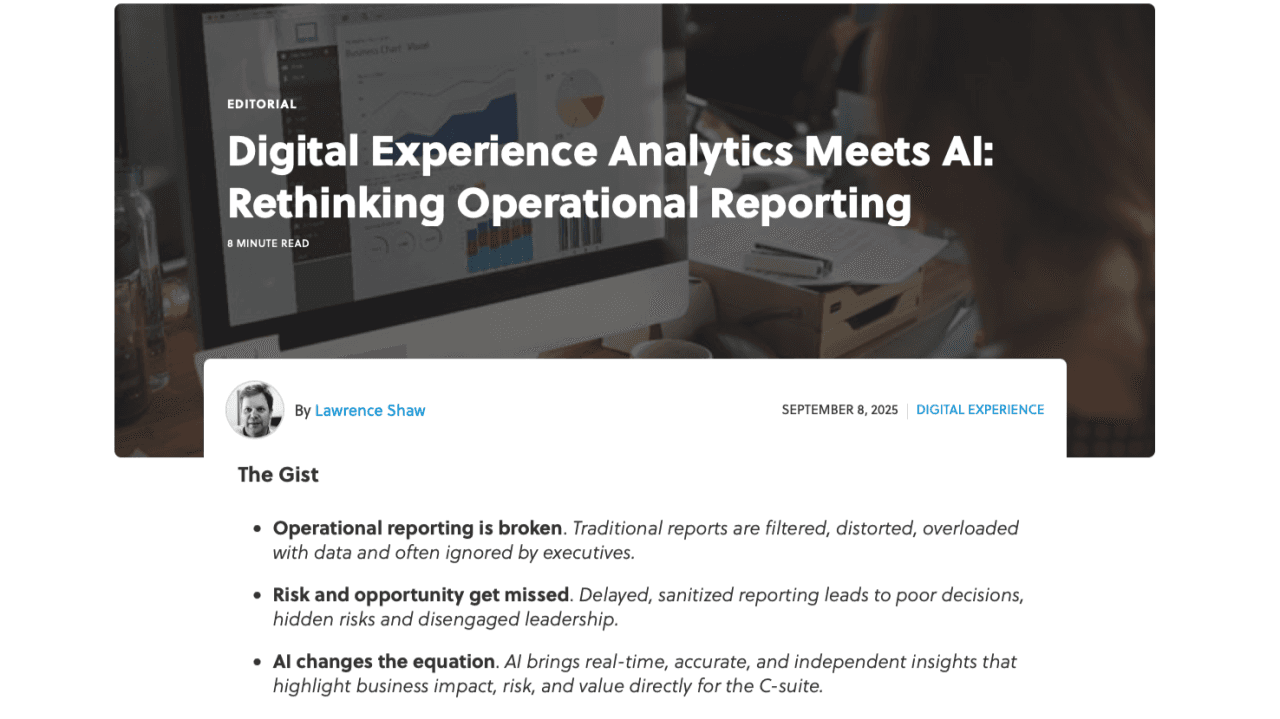 Digital Experience Analytics Meets AI: Rethinking Operational Reporting