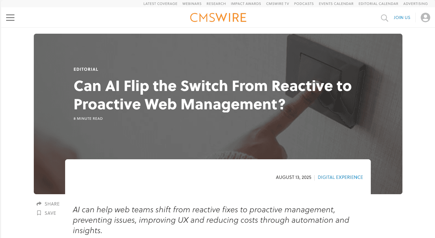 CMSWIRE-proactive Web Management-AUG13