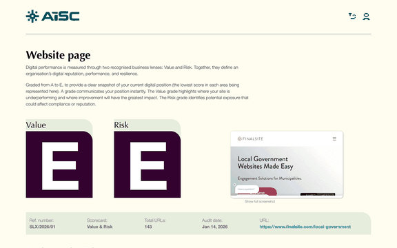 Example - website value / risk